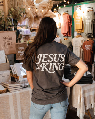 Jesus is King Tee - Charcoal