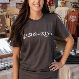 Jesus is King Tee - Charcoal