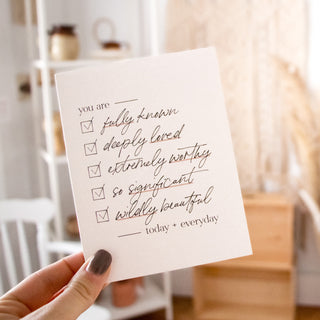 You are Fully Known Checklist Greeting Card