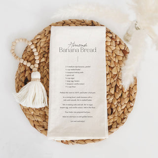 🔴 Banana Bread Recipe Floral Flour Sack Towel