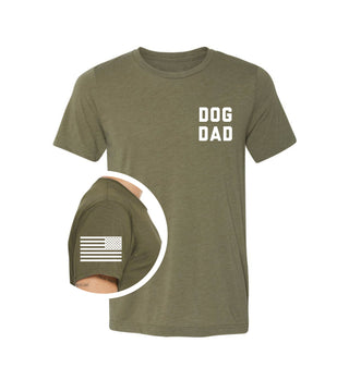 Dog Dad Tee with Flag - Olive