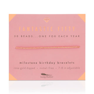50th Milestone Birthday Bracelet - A Bead for Each Year: Yellow Gold