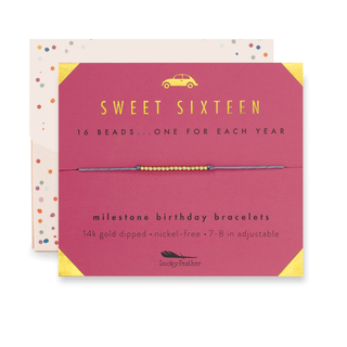 16th Milestone Birthday Bracelet - A Bead for Each Year: Yellow Gold