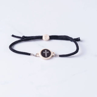Tap To Pray™ - Survivor Series Handmade Bracelets: Onyx + Cross