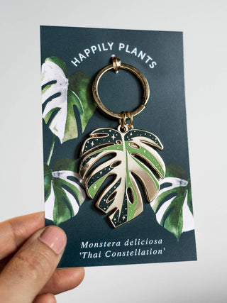 Monstera Thai Constellation Plant Keychain Charm Plant Gifts