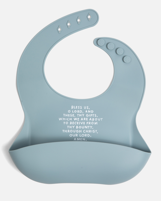 Meal Blessing Silicone Bib: Sage Green