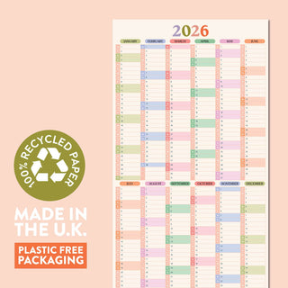 2026 Year Wall Planner | Pastel Portrait | Compact