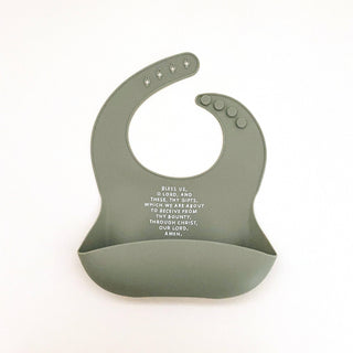 Meal Blessing Silicone Bib: Sage Green
