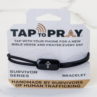 Tap To Pray® Survivor Series Tactical Bracelet: Onyx + Cross