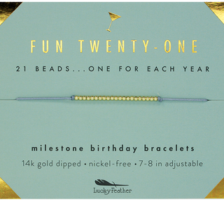 21st Milestone Birthday Bracelet - A Bead for Each Year: Yellow Gold