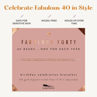 40th Milestone Birthday Bracelet - A Bead for Each Year: Yellow Gold