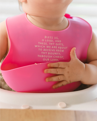 Meal Blessing Silicone Bib: Sage Green