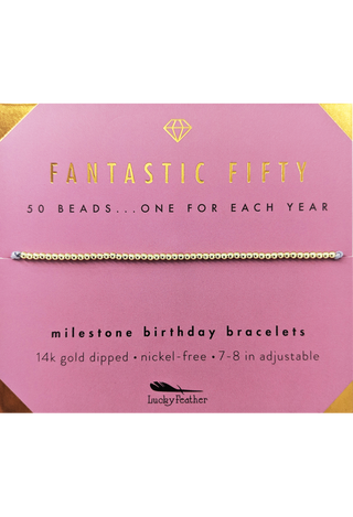 50th Milestone Birthday Bracelet - A Bead for Each Year: Yellow Gold