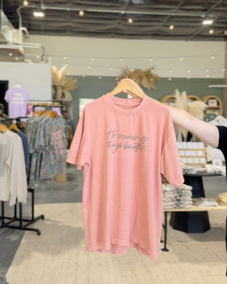 All Things Beautiful Oversized Tee - Peach