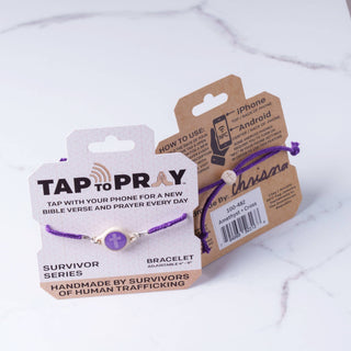 Tap To Pray® Survivor Series Tactical Bracelet: Amethyst + Cross
