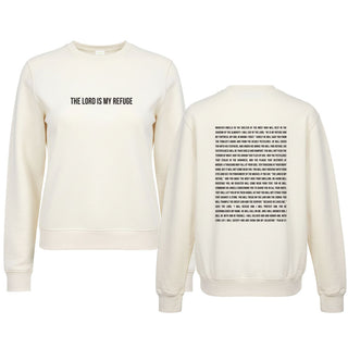 The Lord is My Refuge Psalm 91 Crew - Cream