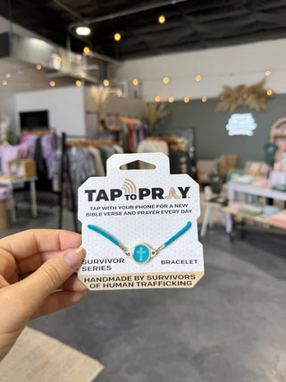 Tap To Pray® Survivor Series Tactical Bracelet: Turquoise + Cross