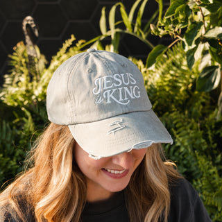 Jesus is King Distressed Dad Hat