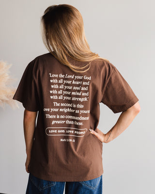 Love God, Love People Tee - Brown