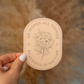 He Makes All Things Beautiful Floral Sticker - Blush