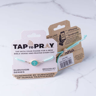 Tap To Pray® Survivor Series Tactical Bracelet: Sea Foam + Cross