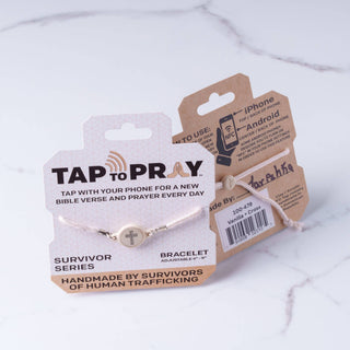 Tap To Pray® Survivor Series Tactical Bracelet: Vanilla + Cross