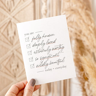 You are Fully Known Checklist Greeting Card
