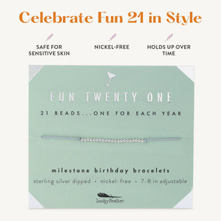 21st Milestone Birthday Bracelet - A Bead for Each Year: Yellow Gold