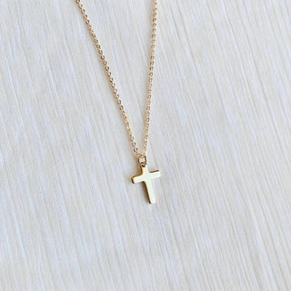 Simple Cross Necklace - 18k Gold