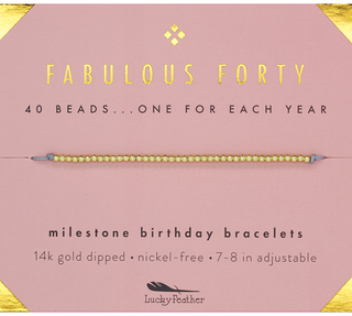 40th Milestone Birthday Bracelet - A Bead for Each Year: Yellow Gold