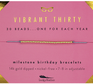30th Milestone Birthday Bracelet - A Bead for Each Year: Yellow Gold