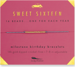 16th Milestone Birthday Bracelet - A Bead for Each Year: Yellow Gold