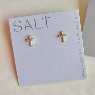 Cross Studs - 18k gold  - Dainty Stud Post Earrings