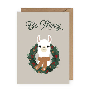 Be Merry Llama Greeting Card